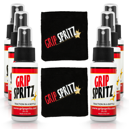 Grip Spritz 6 Pack - Basketball Shoe Grip Spray and Two Spritz Mitts