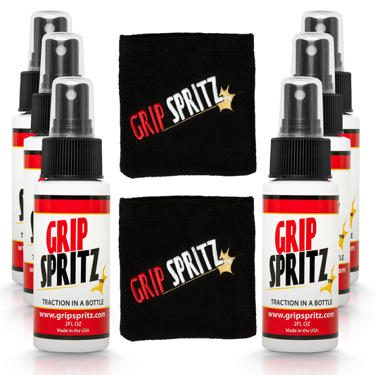 Grip Spritz 6 Pack - Basketball Shoe Grip Spray and Two Spritz Mitts