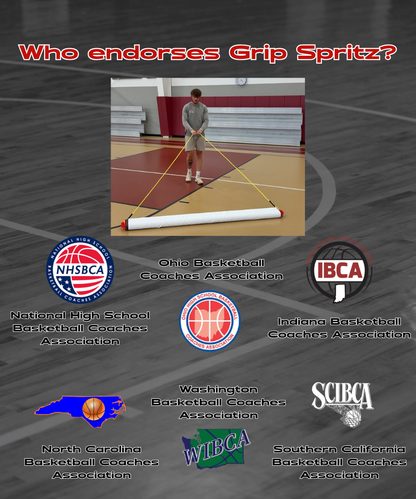 What basketball organizations endorse Grip Spritz basketball court mop?